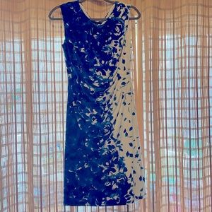 Ralph Lauren dress…sz 10, stretchy, fully lined. Bright blue and white